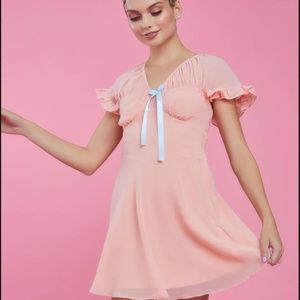 Dolls Kill Peach Flow Moment Chiffon  Mini Dress- Holiday Dress